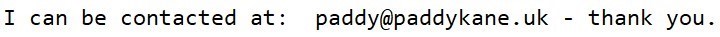 Paddy Kane Contact